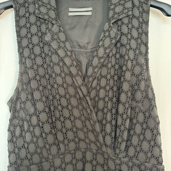 Anthropologie Charcoal Gray A-Line Collared Wrap Dress - with pockets!! - Picture 5 of 7